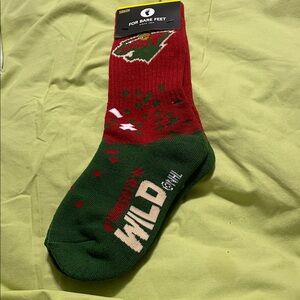 NHL Minnesota Wild For Bare Feet Red and Green Wild Socks